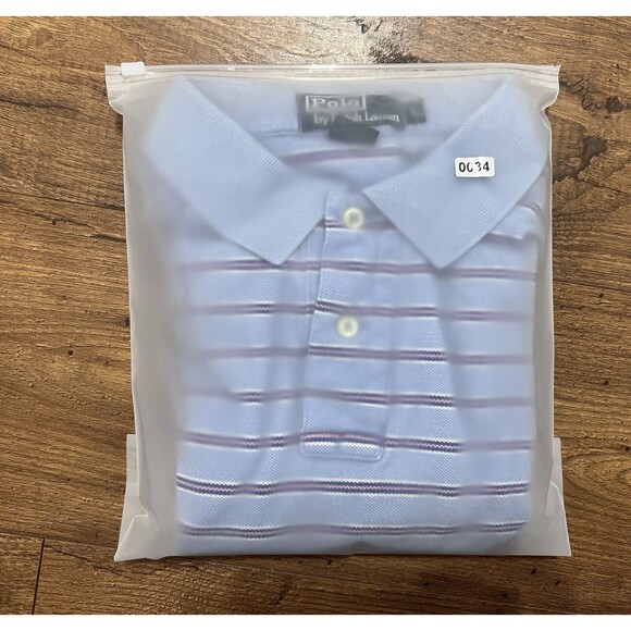 Vintage Ralph Lauren Polo Shirt Mens Large Blue Pink Black Striped Short Sleeve - Picture 11 of 11